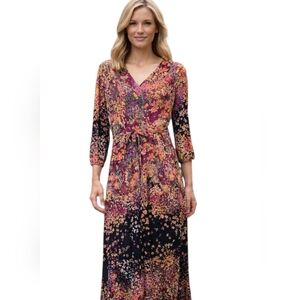 London Times Floral V-Neck Maxi Dress